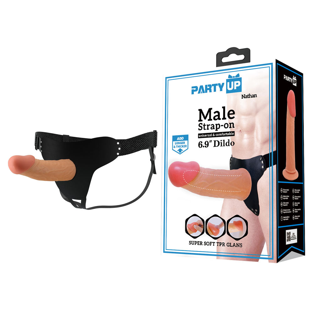 Party Up NATHAN Strap-On - Flesh 17.5 cm Hollow Strap-On - Just for you desires