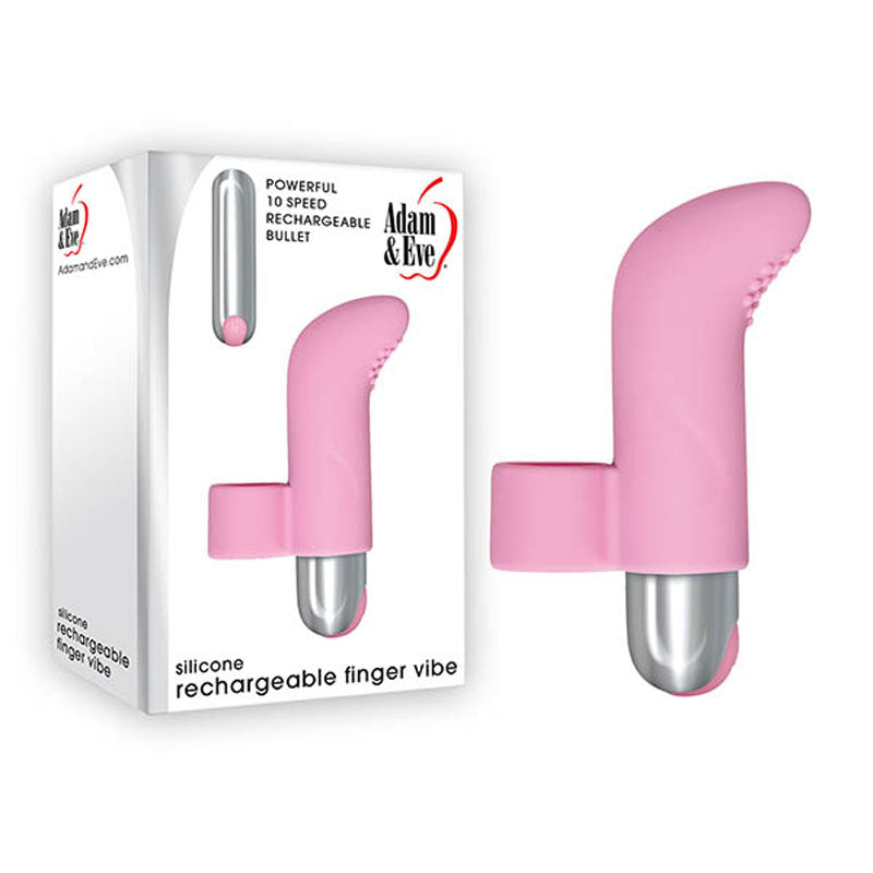 Adam & Eve Silicone Rechargeable Finger Vibe - Pink USB Rechargeable Finger Stimulator - Just for you desires