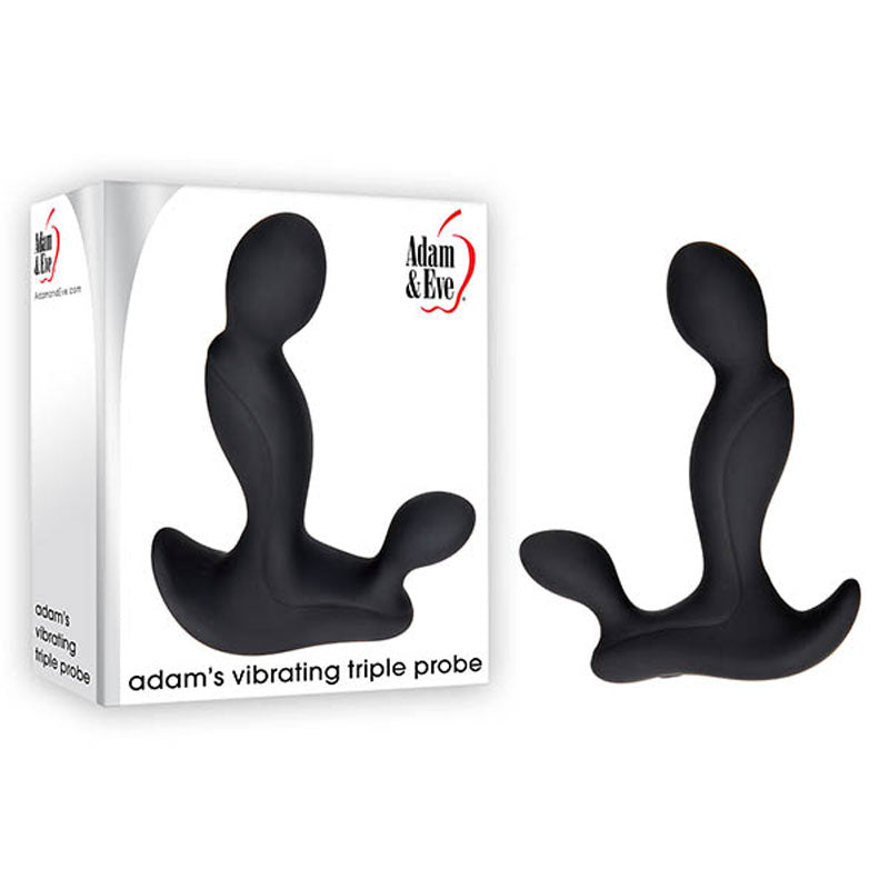 Adam & Eve Adam's Vibrating Triple Probe - Black USB Rechargeable Prostate Massager - Just for you desires