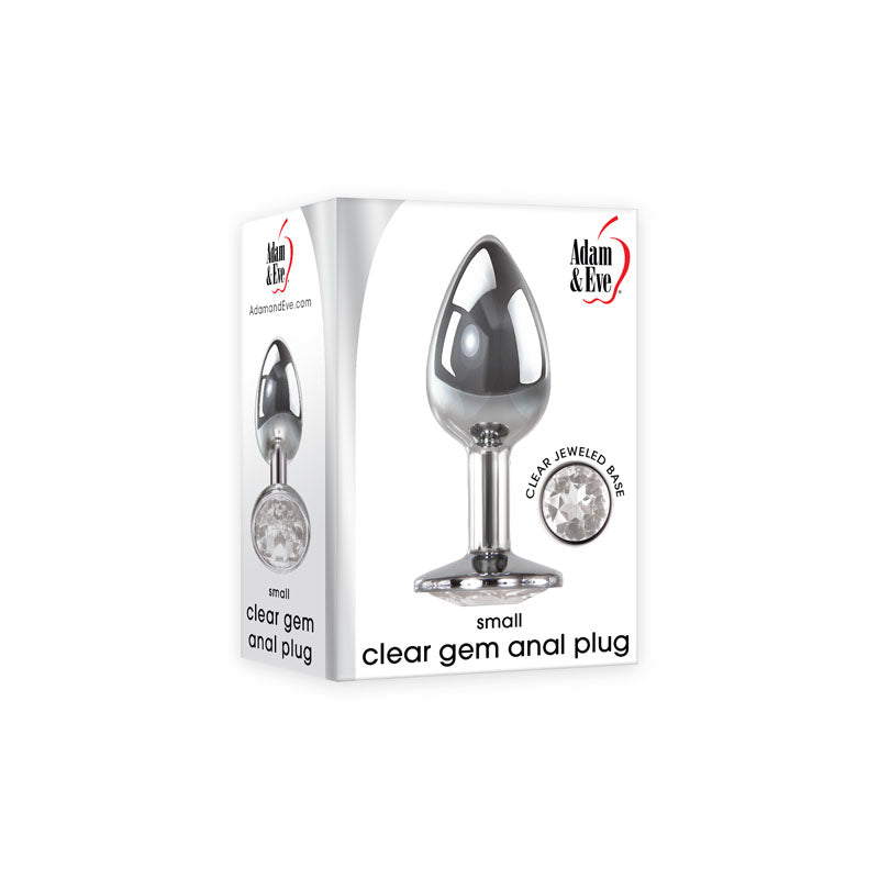 Adam & Eve Clear Gem Anal Plug - Small - Metallic 7.1 cm Small Butt Plug with Clear Gem Base - Just for you desires
