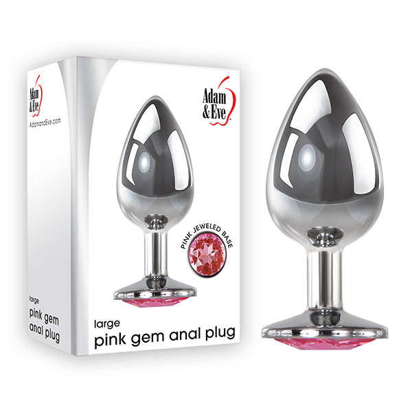 Adam & Eve Pink Gem Anal Plug - Large - Silver Large cm Metal Butt Plug with Pink Gem - Just for you desires
