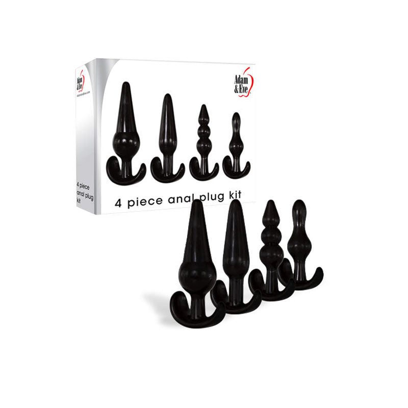 Adam & Eve 4 Piece Anal Plug Kit - Black Butt Plugs - Set of 4 Sizes - Just for you desires