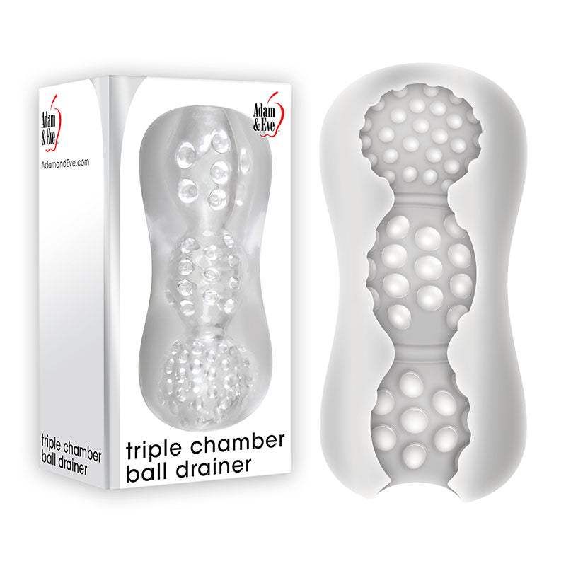 Adam & Eve Triple Chamber Ball Drainer - Clear Masturbator Sleeve - Just for you desires