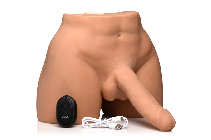Jock Vibrating & Squeezing Male Masturbator W/Poseable Dildo Medium - Just for you desires