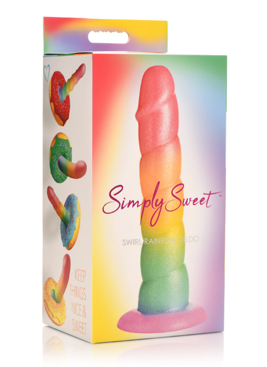 Simply Sweet 6.5"" Swirl Rainbow Dildo - Just for you desires