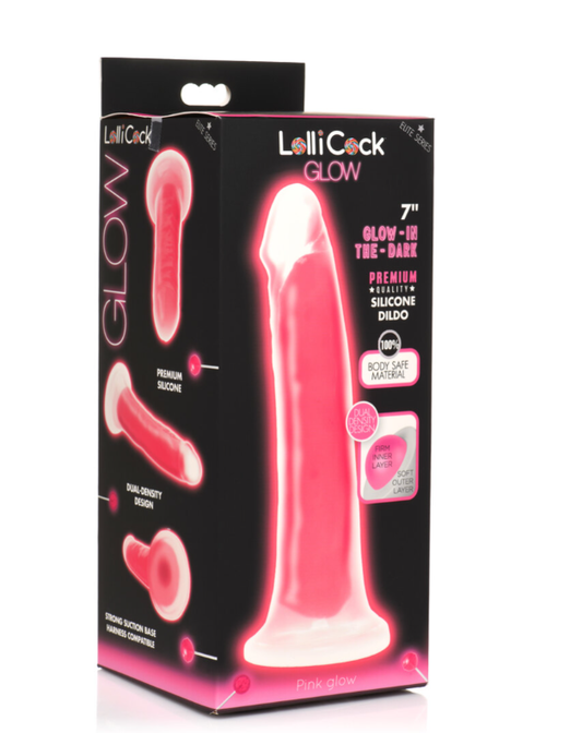 Lollicock 7"" Glow In The Dark Silicone Dildo Pink - Just for you desires