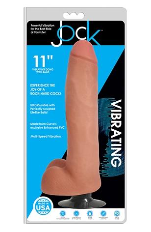 Jock 11"" Vibrating Dong With Balls Vanilla - Just for you desires