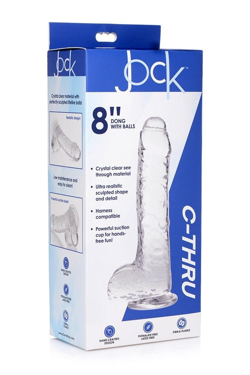 Jock C Thru 8"" Clear With Balls - Just for you desires
