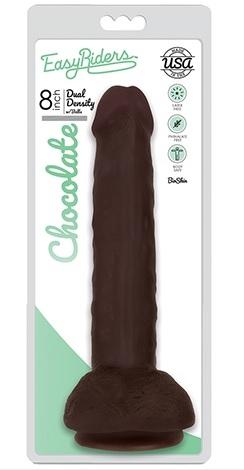 Easy Riders 8"" Slim Bioskin Dong With Balls Chocolate - Just for you desires