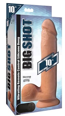 Big Shot 10"" Vibrating Wireless Rechargeable Silicone Dildo W/Balls