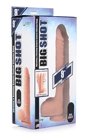 Big Shot 9"" Rotating Rechargeable Liquid Silicone Dong With Balls