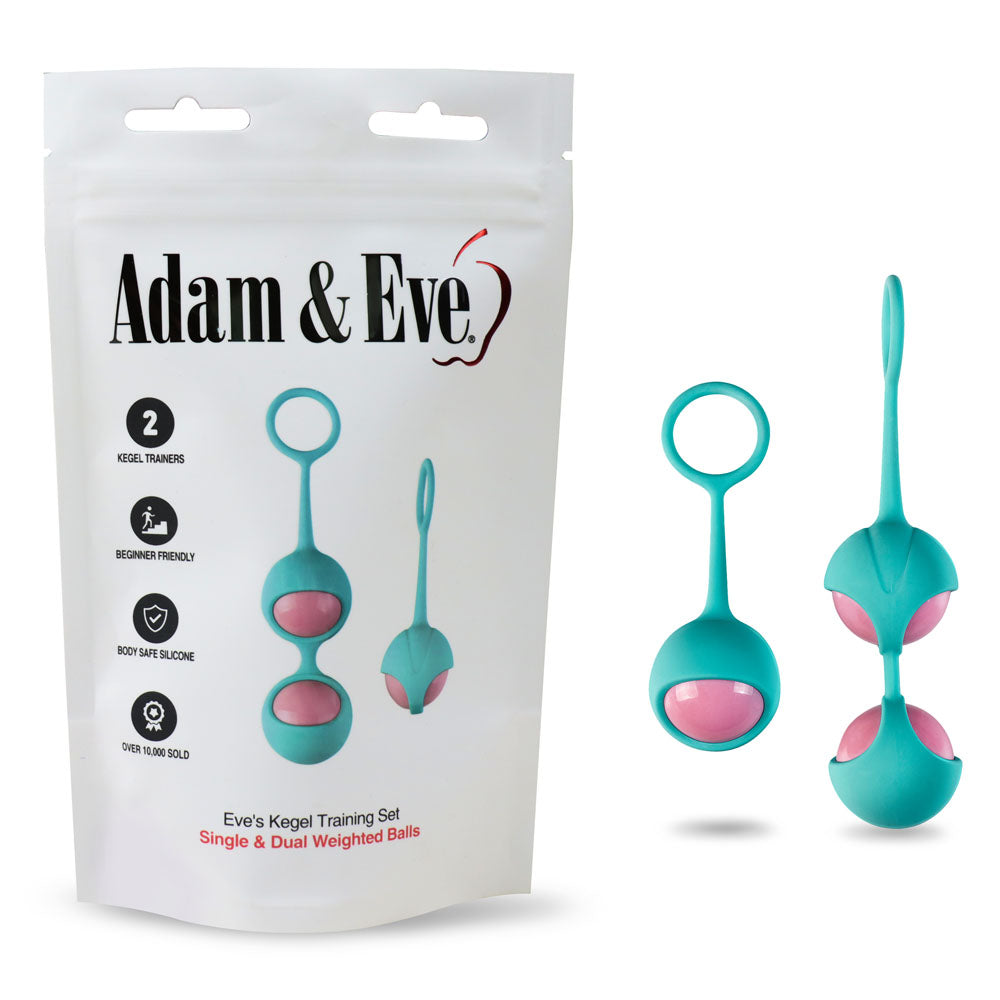 Adam & Eve Eve's Kegel Training Set - Teal/Pink Kegel Trainers - Set of 2 - Just for you desires