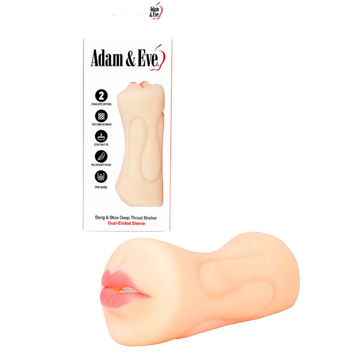 Adam & Eve Bang & Blow Deep Throat Stroker - Flesh Vagina & Mouth Dual Ended Stroker - Just for you desires