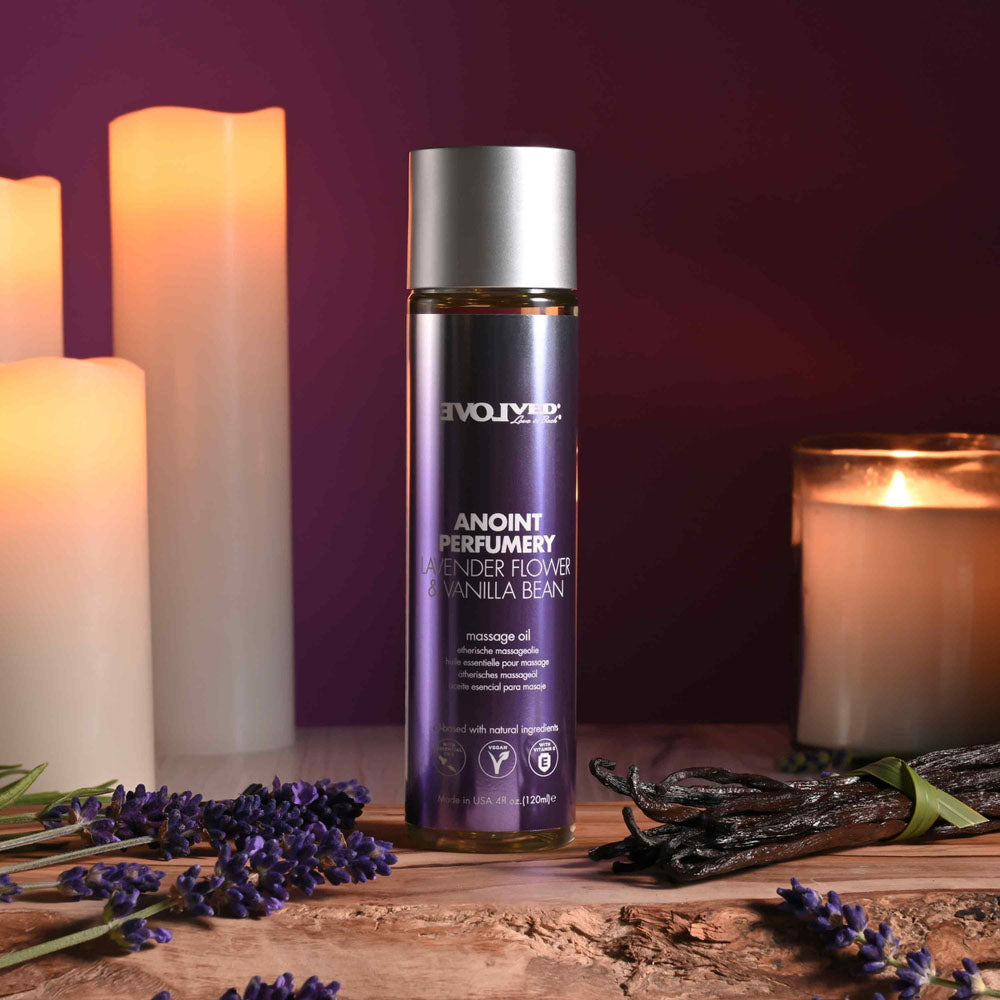 Evolved ANOINT PERFUMERY - Lavender Flower & Vanilla Bean - Lavender Flower & Vanilla Bean Massage Oil - 120 ml Bottle - Just for you desires