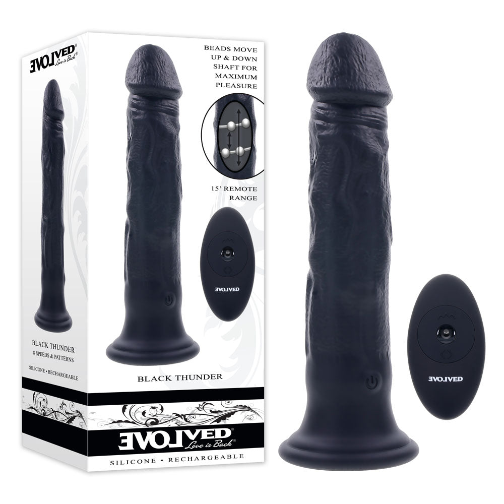 Evolved BLACK THUNDER - Black 25 cm USB Rechargeable Vibrator - Just for you desires