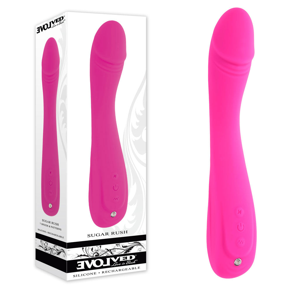 Evolved SUGAR RUSH - Pink 21.6 cm USB Rechargeable Vibrator - Just for you desires