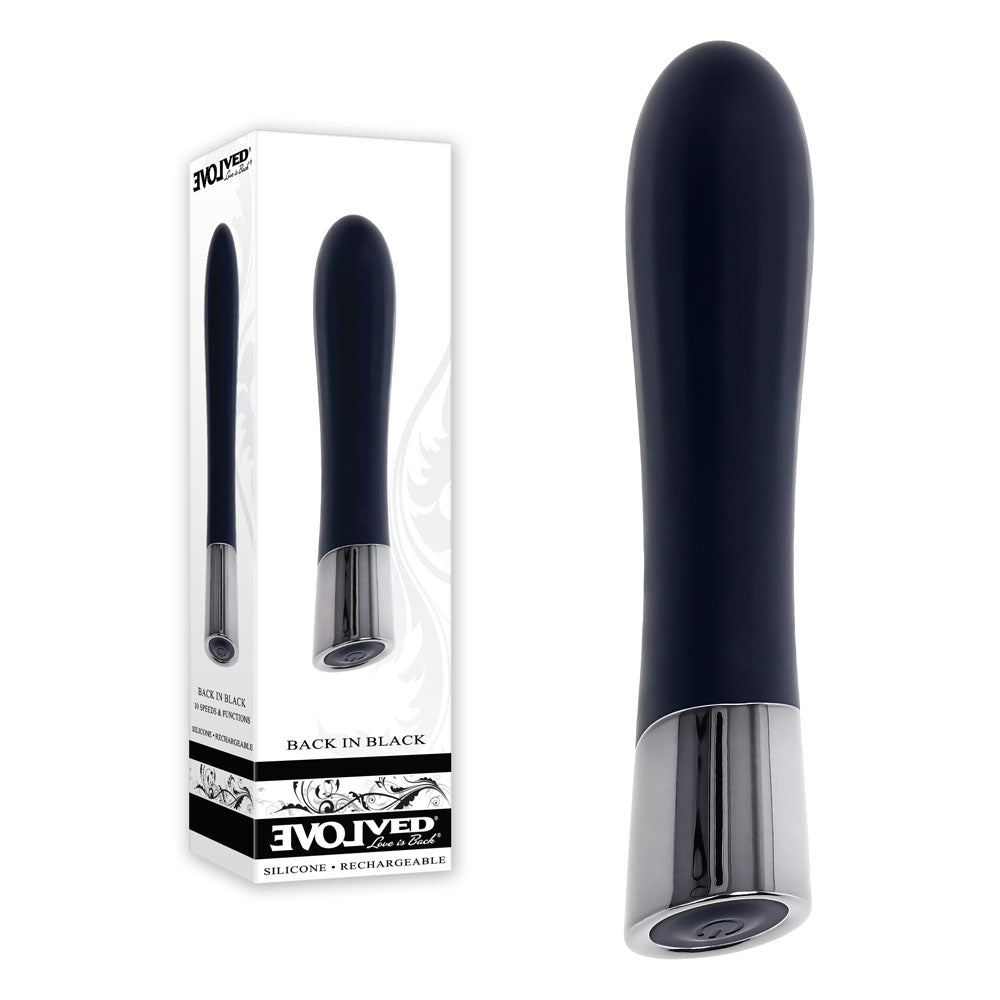 Evolved BACK IN BLACK - Black 11.9 cm USB Rechargeable Bullet - Just for you desires