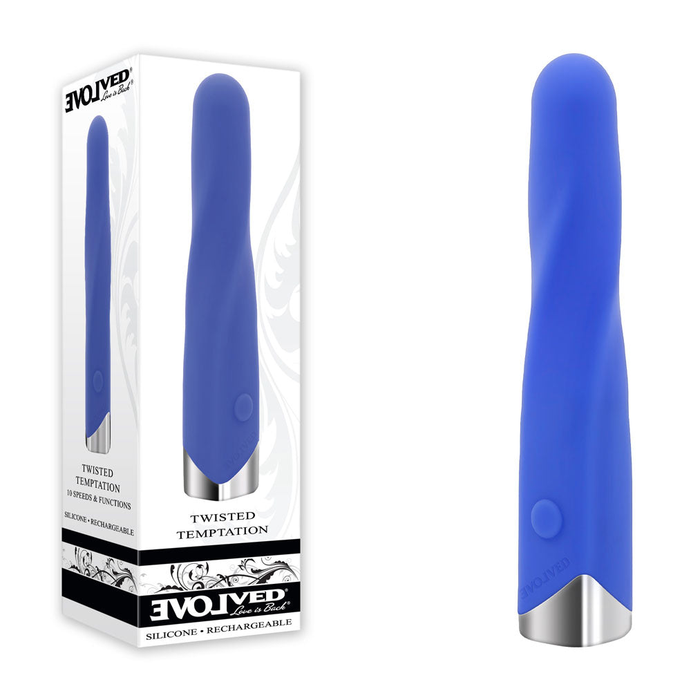 Evolved TWISTED TEMPTATION - Blue 12 cm USB Rechargeable Bullet - Just for you desires