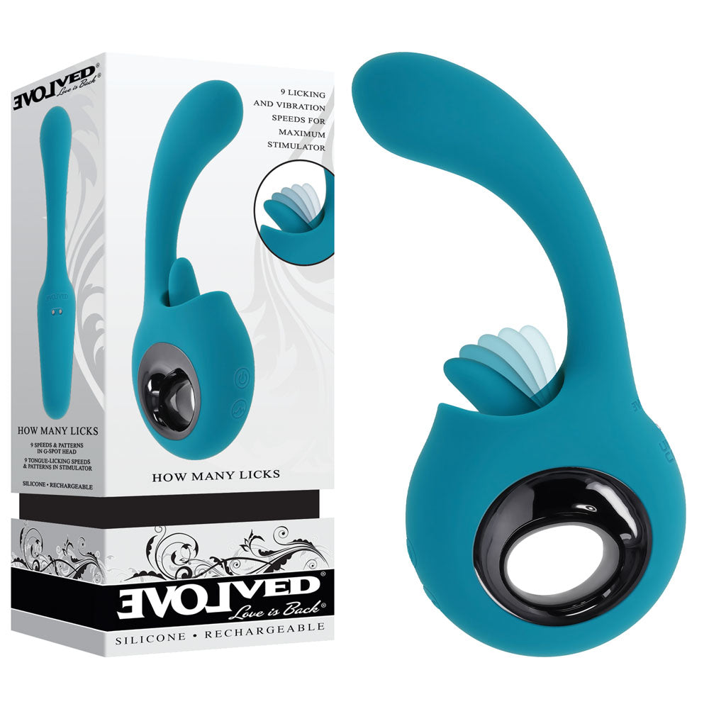 Evolved HOW MANY LICKS - Blue 17.8 cm USB Rechargeable Vibrator with Flicking Stimulator - Just for you desires