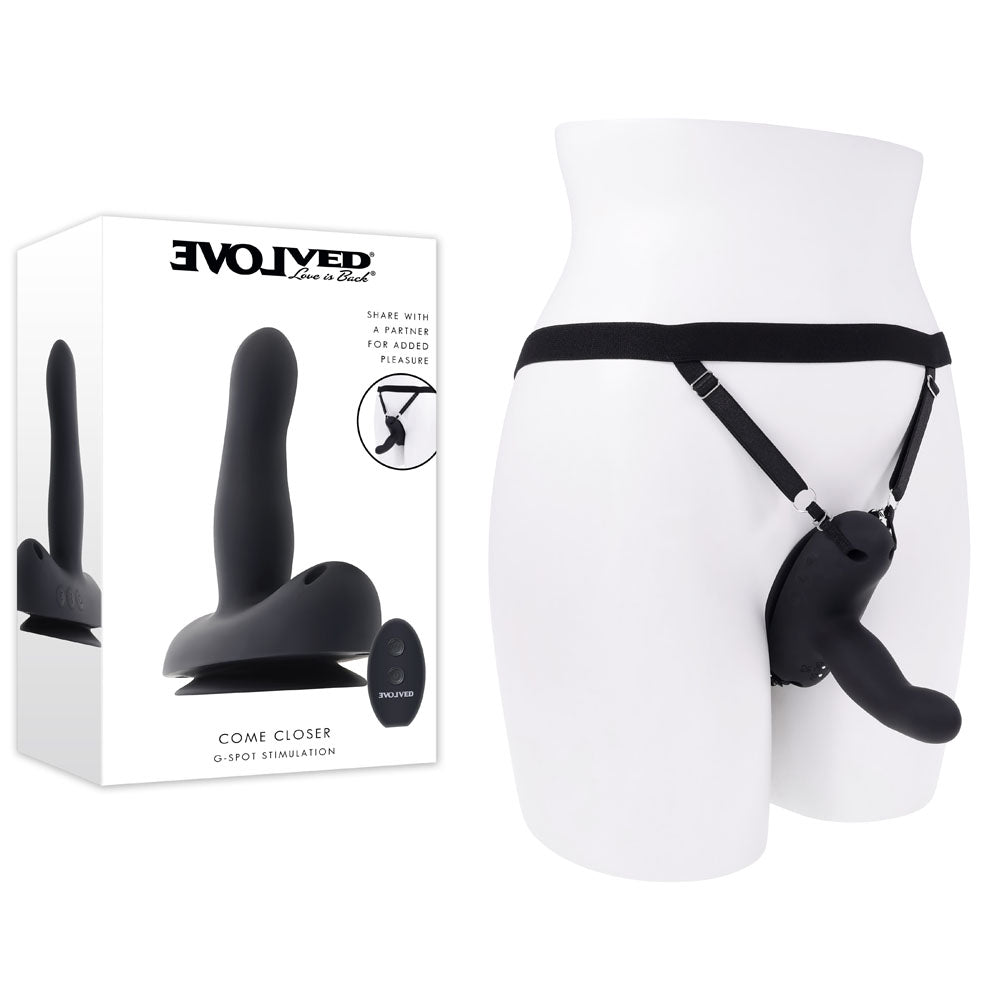 Evolved COME CLOSER -  USB Rechargeable Vibrating Strap-On with Remote - Just for you desires