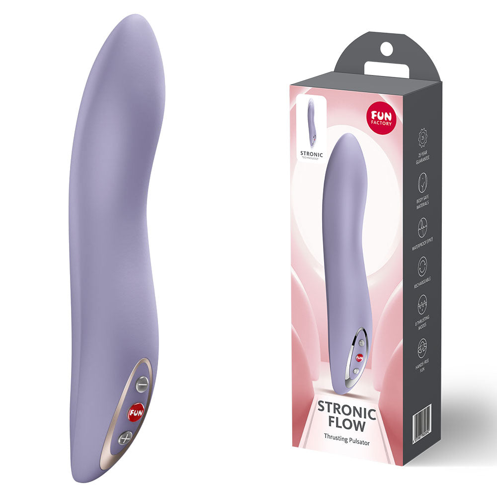 Fun Factory STRONIC FLOW Light Violet - Light Violet 21.6 cm USB Rechargeable Thrusting Vibrator - Just for you desires