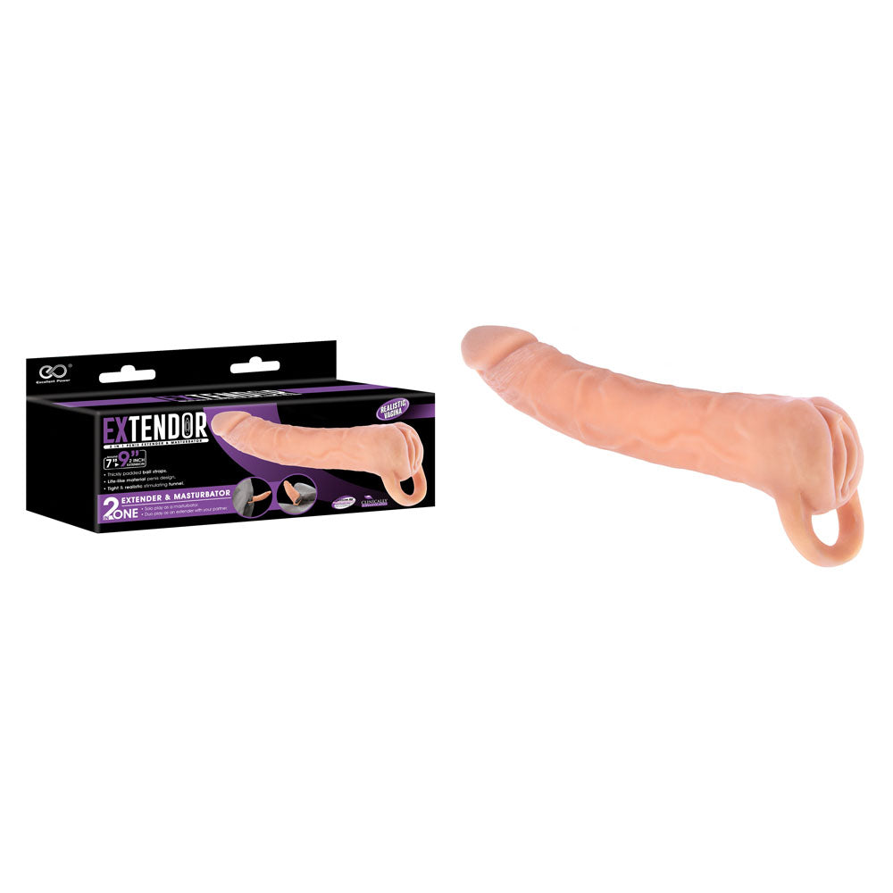 Extendor 9'' 2-in-1 Penis Extender & Masturbator - Flesh 22.9 cm Penis Extension Sleeve with Vagina Opening - Just for you desires