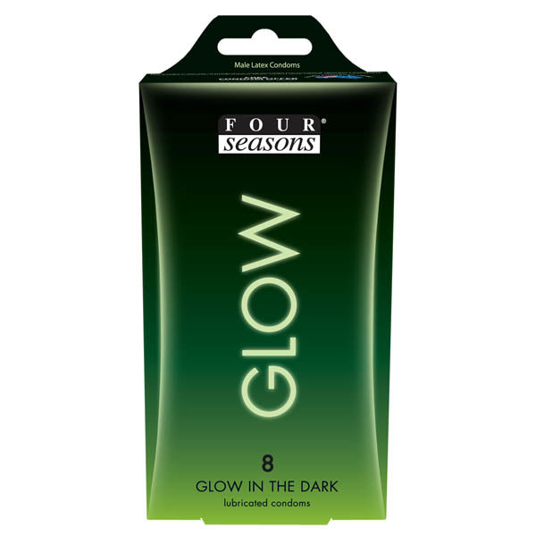 Four Seasons Glow N' Dark Condoms - Glow In The Dark Lubricated Condoms - 8 Pack