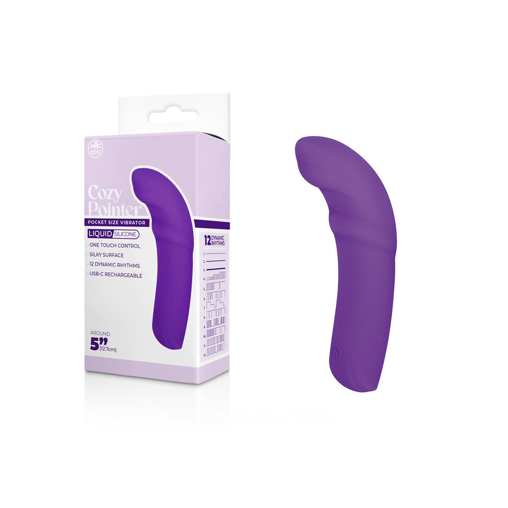 Cozy Pointer - Purple - Purple 12.7 cm USB Rechargeable Curved Mini Vibrator - Just for you desires