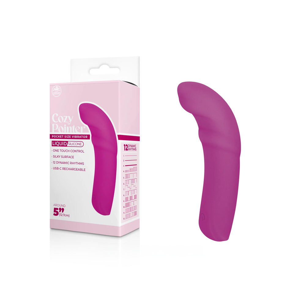 Cozy Pointer - Pink - Pink 12.7 cm USB Rechargeable Curved Mini Vibrator - Just for you desires