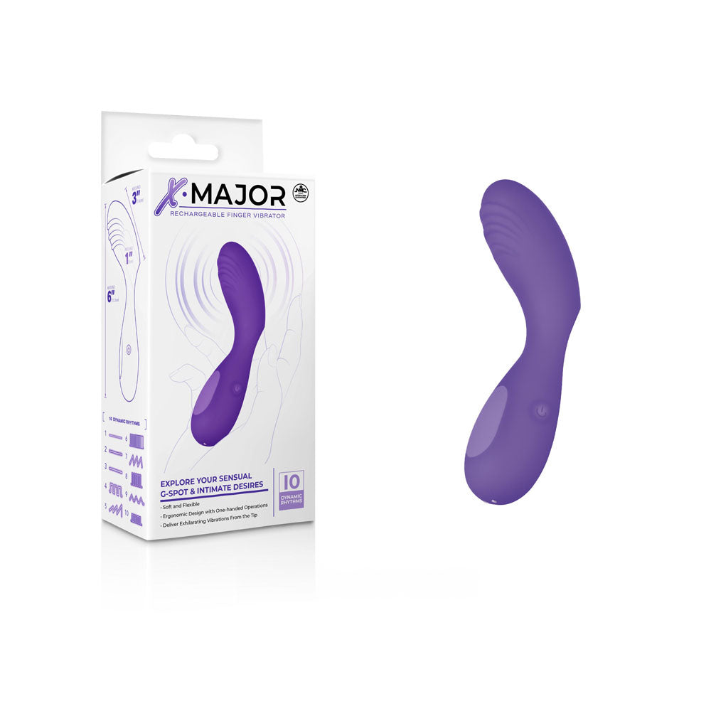 X Major Finger Vibe - Purple - Purple USB Rechargeable Finger Stimulator - Just for you desires