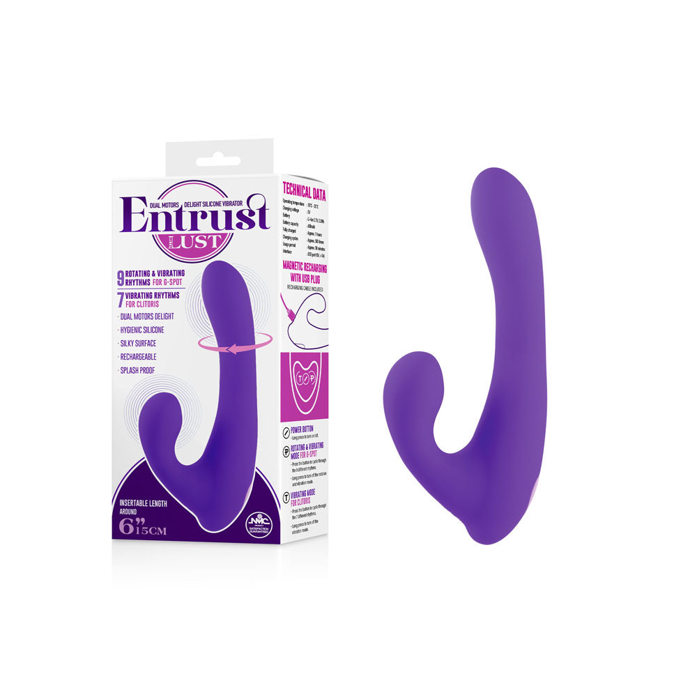 Entrust With Lust - Purple 15 cm USB Rechargeable Rotating Rabbit Vibrator - Just for you desires