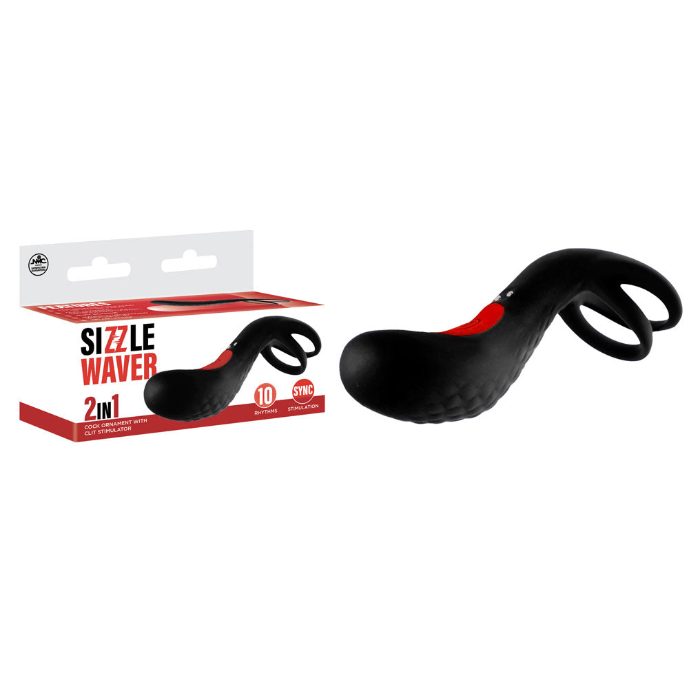 Sizzle Waver - Black USB Rechargeable Vibrating Cock Ring - Just for you desires