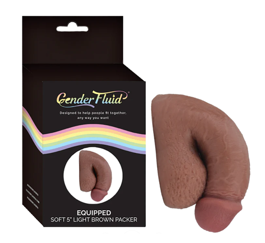Gender Fluid Equipped Soft Packer 5"" Light Brown - Just for you desires