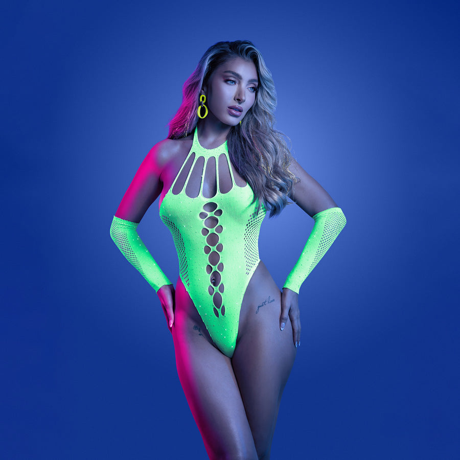 GLOW Pressure Point Teddy - OS - Glow In Dark  - One Size - Just for you desires