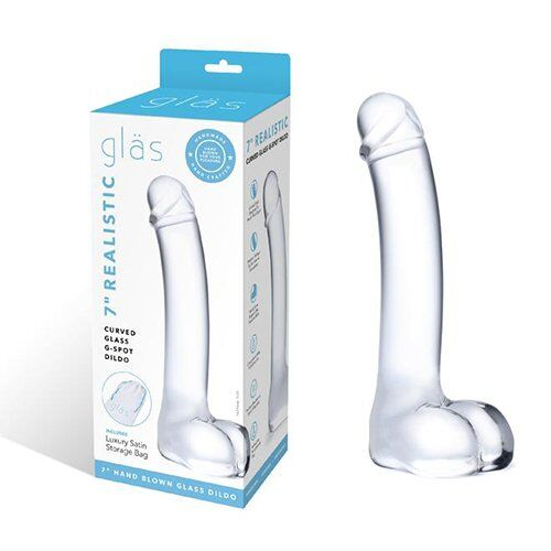 7"" Realistic Curved Glass G Spot Dildo - Just for you desires
