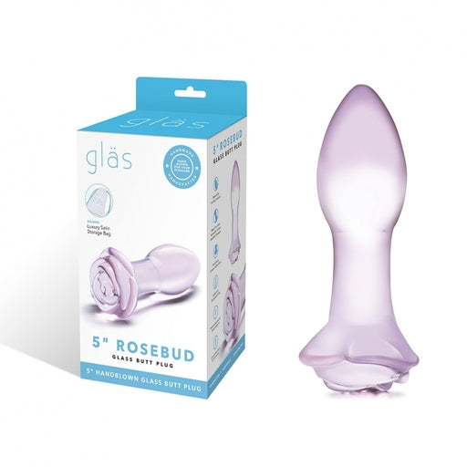 5"" Rosebud Glass Butt Plug - Just for you desires