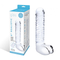 8"" Realistic Ribbed Glass G Spot Dildo With Balls - Just for you desires