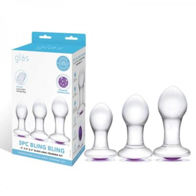 3 Pc Bling Bling 3"" / 3.5""/ 4"" Glass Anal Training Set - Just for you desires