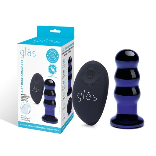 3.5"" Rechargeable Remote Controlled Vibrating Beaded Butt Plug - Just for you desires
