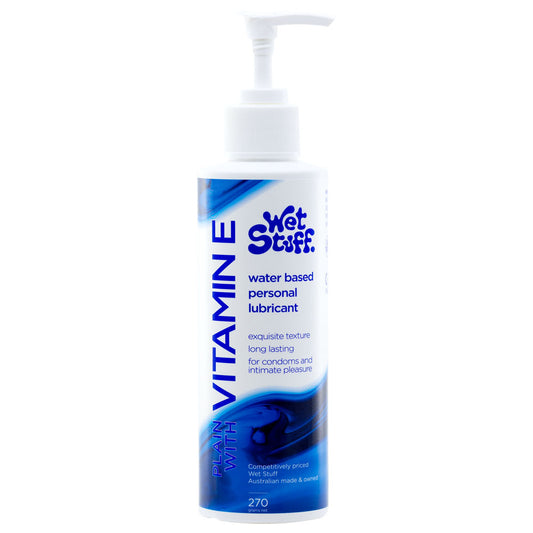 Wet Stuff Plain - 270g Pump - Water Based Lubricant with Vitamin E - 270 gram Pump Bottle - Just for you desires