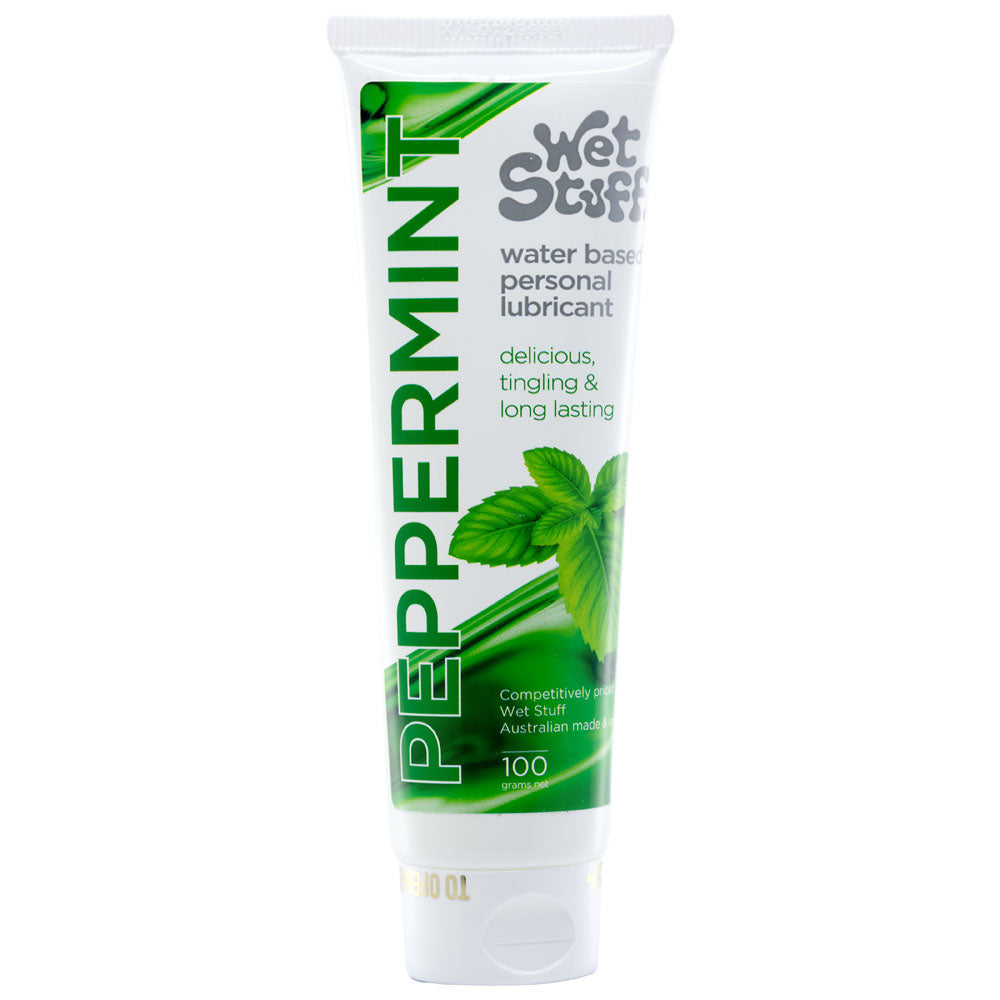 Wet Stuff Peppermint - 100g Tube - Peppermint Flavoured Water Based Lubricant - 100 gram Tube - Just for you desires