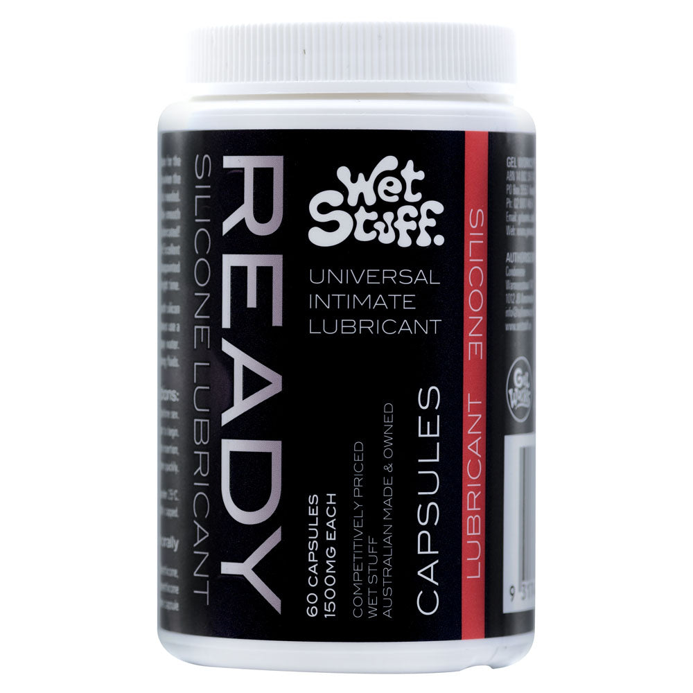 Wet Stuff Ready Caps - Silicone Lubricant Capsules - Jar of 60 - Just for you desires