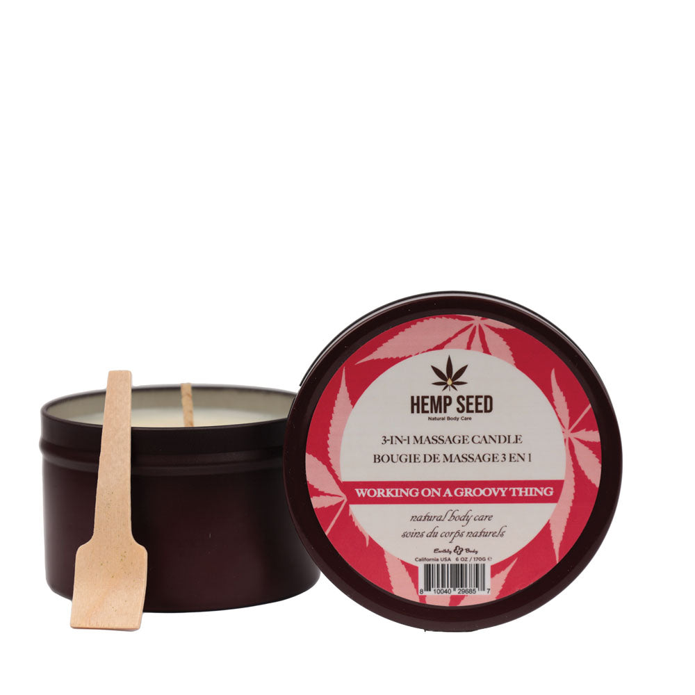 Hemp Seed 3-In-1 Massage Candle - Working On A Groovy Thing (Wild Berries, Night Blooming Jasmine, Warm Amber) - 170 g - Just for you desires