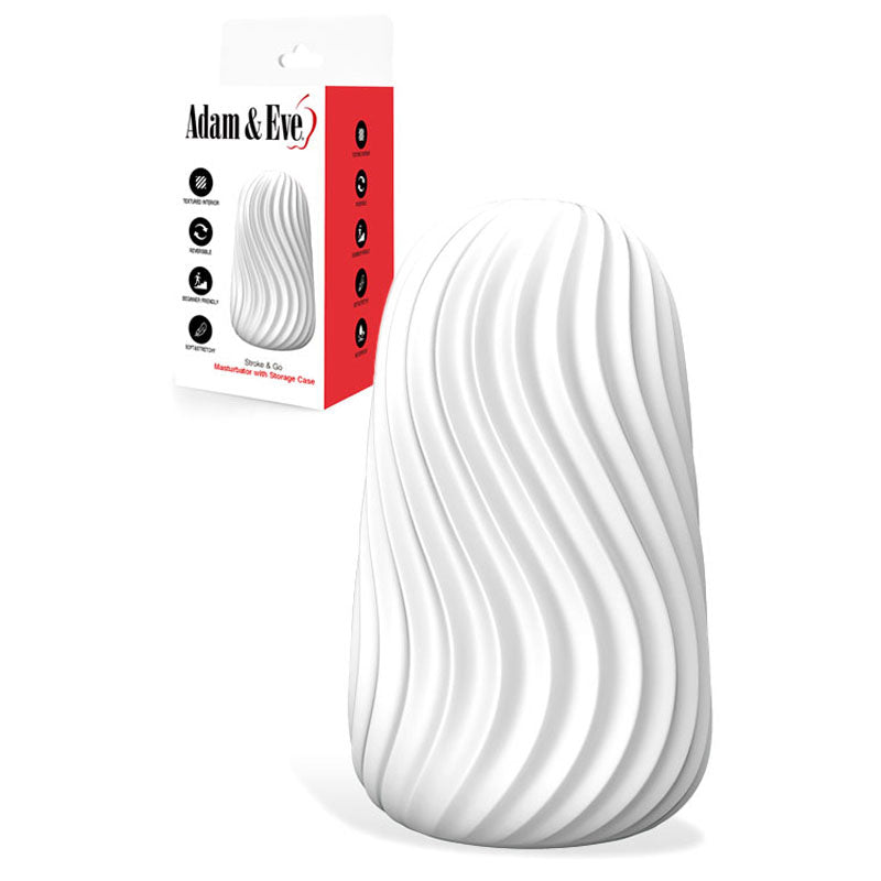 Adam & Eve Stroke & Go - White Stroker Sleeve with Storage Case - Just for you desires