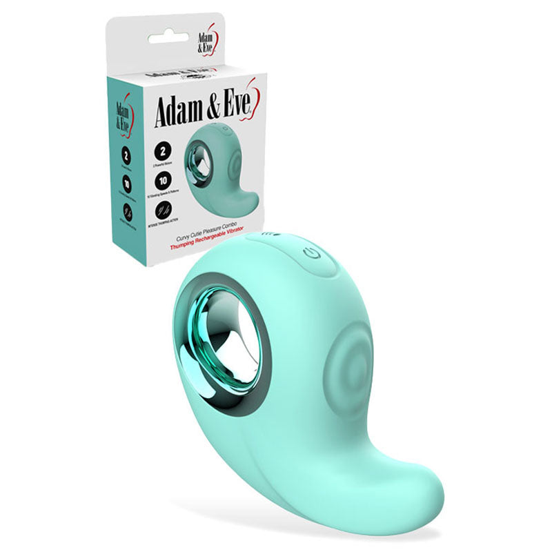 Adam & Eve CURVY CUTIE PLEASURE COMBO - Teal USB Rechargeable Tapping Stimulator - Just for you desires