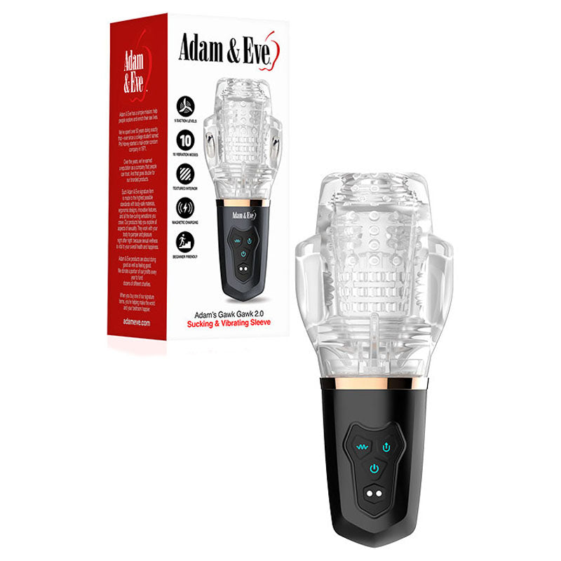 Adam & Eve Adam's Gawk Gawk 2.0 - Clear USB Rechargeable Rotating & Vibrating Masturbator - Just for you desires