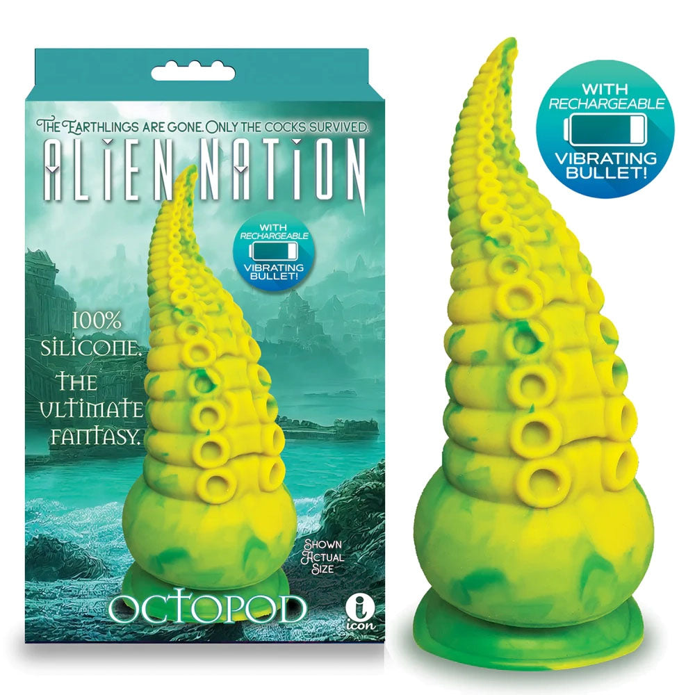 Alien Nation - Octopod - Yellow/Green 22.9 cm USB Rechargeable Vibrating Fantasy Dong - Just for you desires