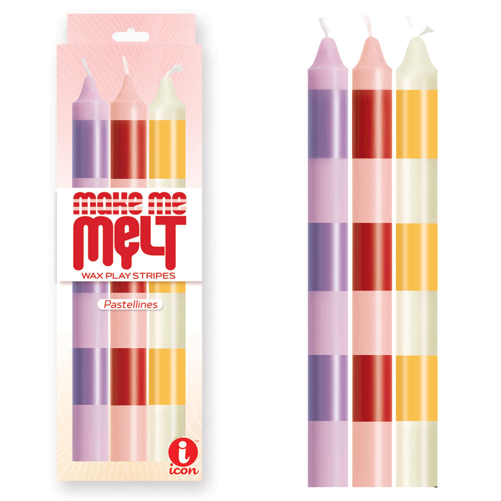 The 9's Make Me Melt Drip Candle 3-Pk - Pastellines - Pastel Coloured Drip Candles - 3 Pack - Just for you desires