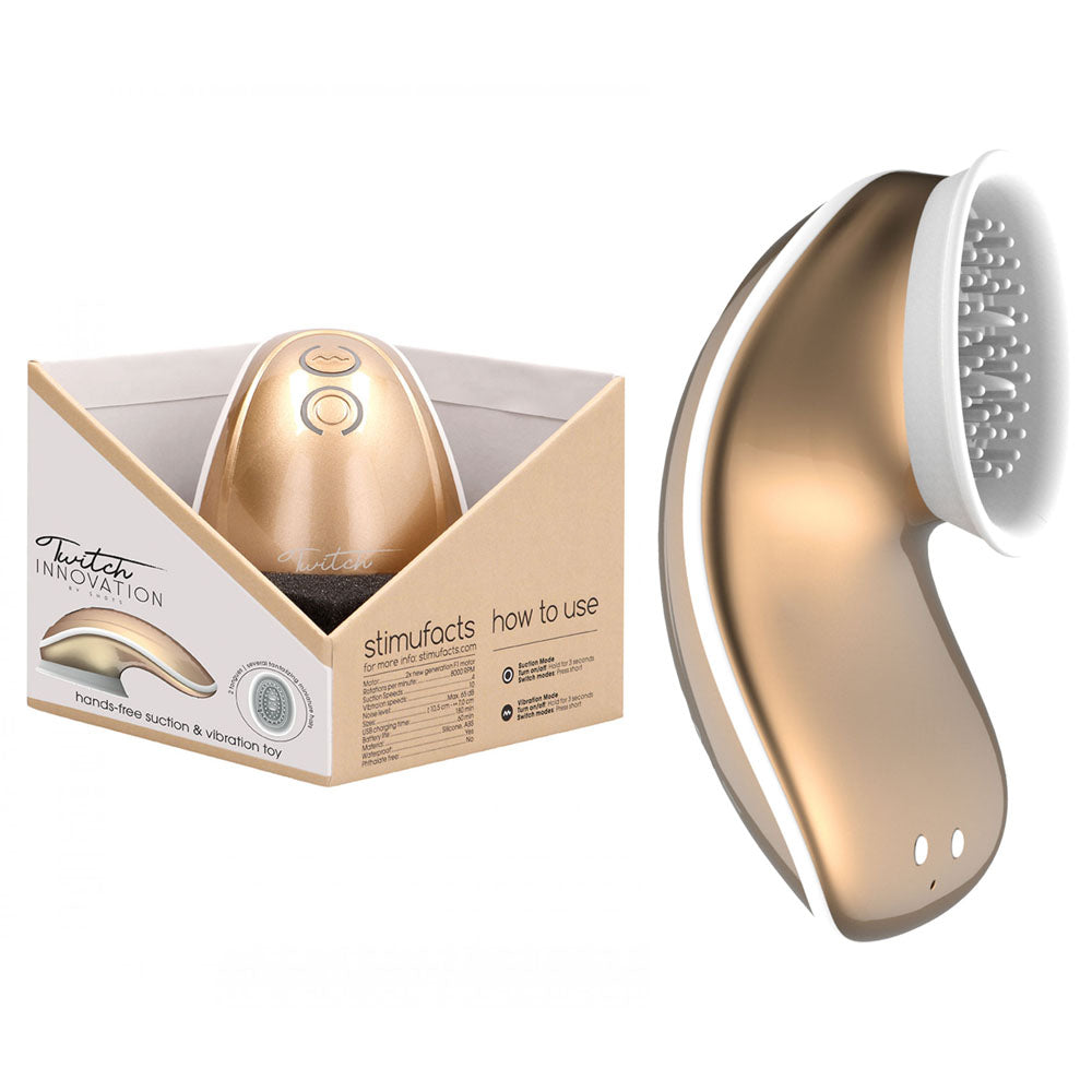 Twitch 1 - Gold - Gold USB Rechargeable Suction Vibrator - Just for you desires