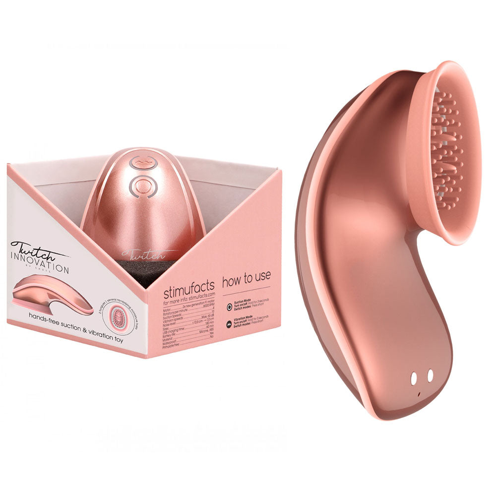 Twitch 1 - Rose Gold - Rose Gold USB Rechargeable Suction Vibrator - Just for you desires